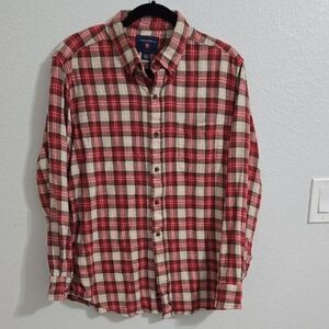 Saddlebred Red and Cream Plaid Button-Down Shirt